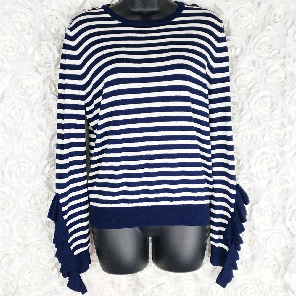 Farrow Stripped Ruffle Cuff Sweatshirt